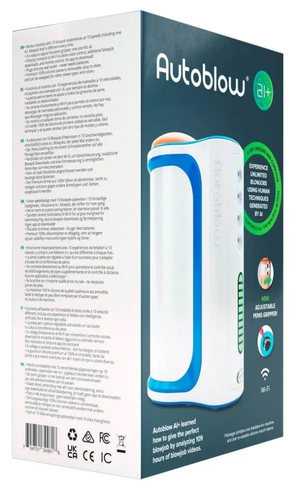 54007830000_verp Autoblow AI+ UK Plug - Masturbator mit AI-Modus Weiß/Hautfarben hell