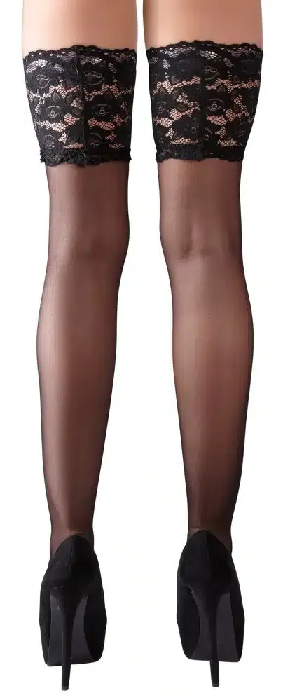 Cottelli LEGWEAR - Verführerische halterlose Strümpfe mit breiter Spitze 1 – A