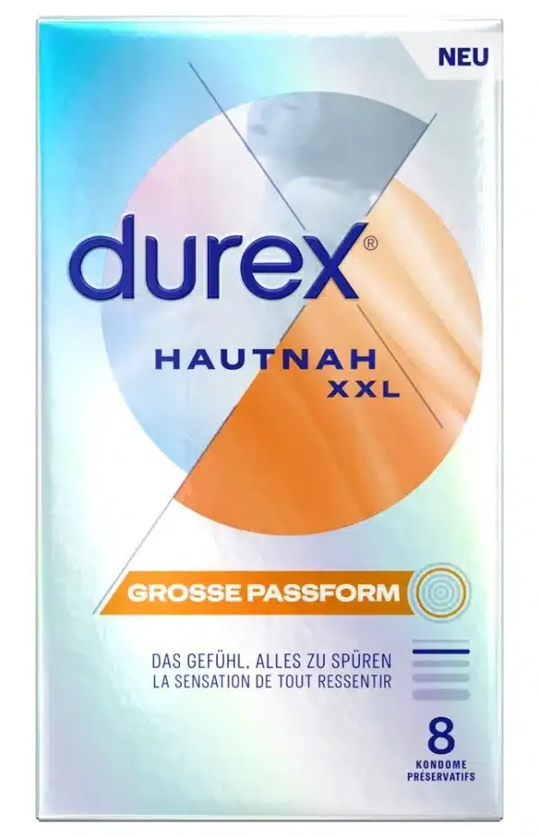 Durex Hautnah XXL Kondome - dünn & befeuchtet (8 Stück) – Verpackung