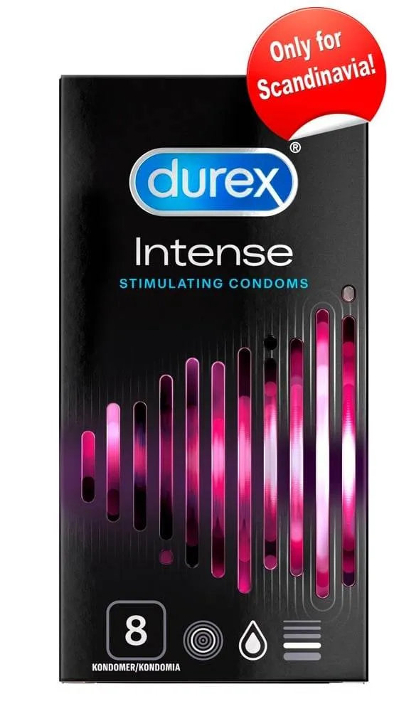 Durex Intense 8 - Gerippt-genoppte Kondome für Skandinavien ohne, Eigengeruch (8 Stück) – A Durex Intense 8 - Gerippt-genoppte Kondome für Skandinavien ohne, Eigengeruch (8 Stück) – A