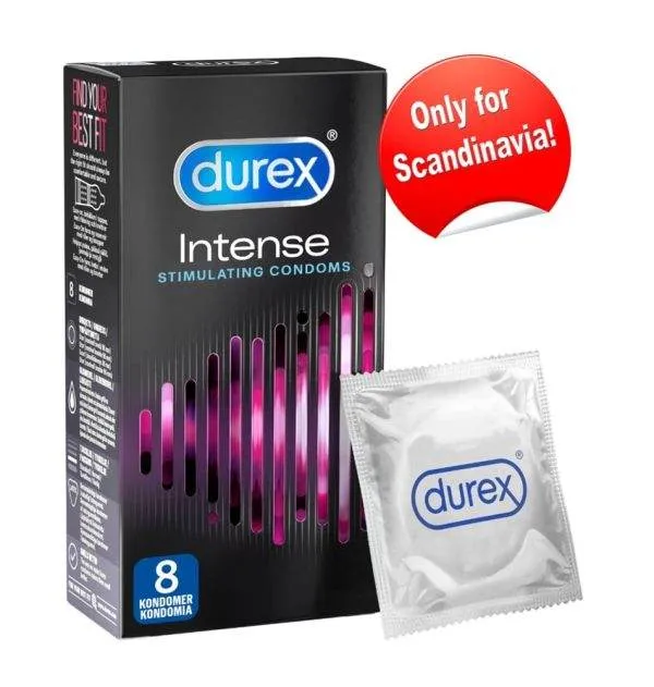 Durex Intense 8 - Gerippt-genoppte Kondome für Skandinavien ohne, Eigengeruch (8 Stück) Durex Intense 8 - Gerippt-genoppte Kondome für Skandinavien ohne, Eigengeruch (8 Stück) – B