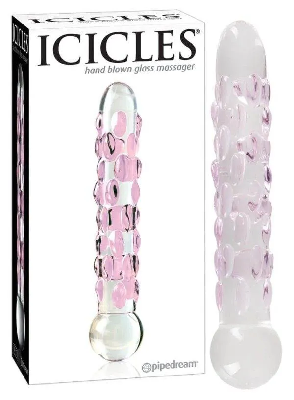 Icicles Reiznoppen Glasdildo Transparent/Rosa Icicles Reiznoppen Glasdildo Transparent/Rosa