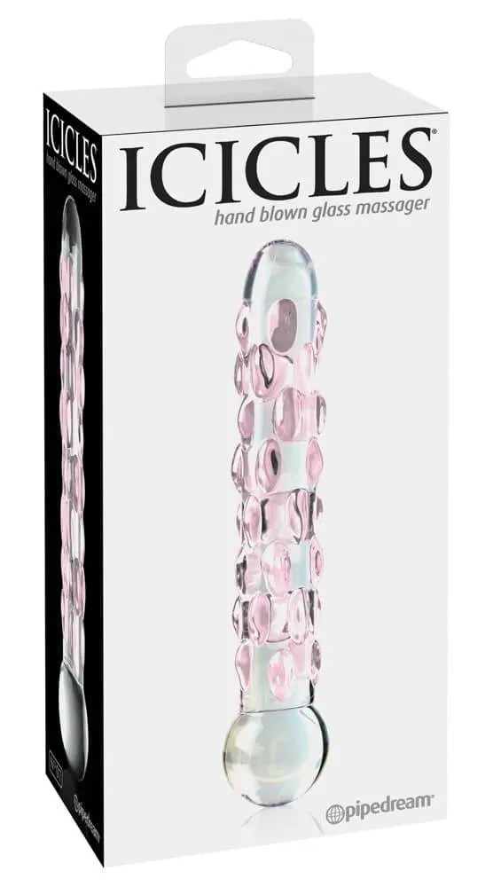 Icicles Reiznoppen Glasdildo Transparent/Rosa – Verpackung