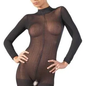 NO:XQSE Catsuit ouvert - Aufregend transparenter Langarm-Catsuit M/L – A