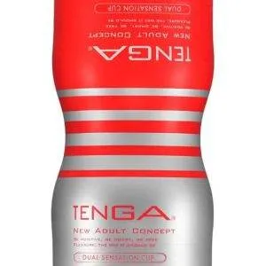 TENGA Dual Sensation Cup - Einweg-Masturbator mit 2 Öffnungen Rot/Silber TENGA Dual Sensation Cup - Einweg-Masturbator mit 2 Öffnungen Rot/Silber – B