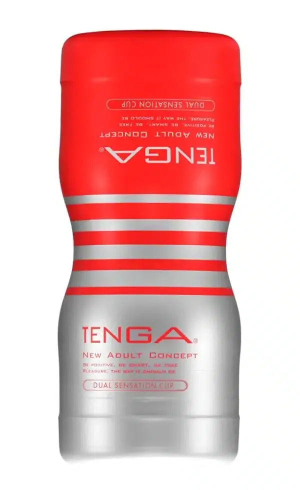 TENGA Dual Sensation Cup - Einweg-Masturbator mit 2 Öffnungen Rot/Silber – B