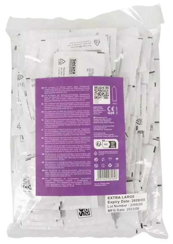 Secura Extra Large Kondome - Extra groß & transparent transparent 100 Stück