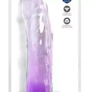 King Cock Clear Transparenter Naturdildo mit Saugfuß, 9 Zoll Transparent/Lila – Bild 1