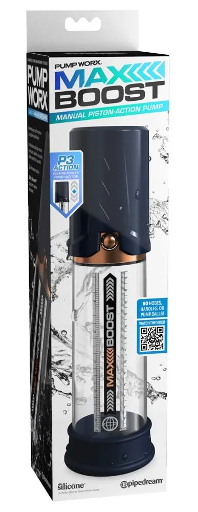 Pump Worx Max Boost - Transparente Penis-/Potenzpumpe Transparent/Blau