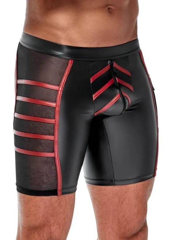 NEK Eng geschnittene Shorts Schwarz/Rot , Mattlook, Reißverschluss, Klappentasche Schwarz/Rot Größe M