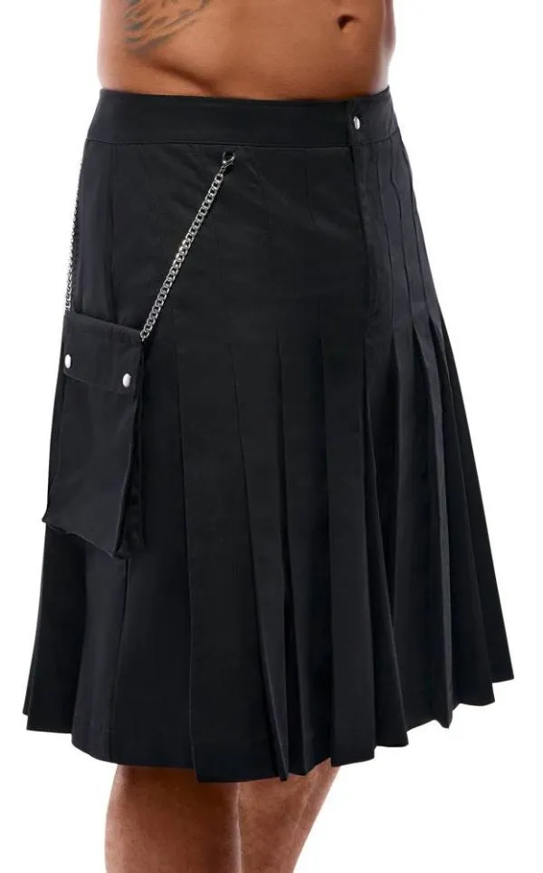 Svenjoyment Herren Kilt-Rock, inkl. Tasche | Schwarz, knielang | Bewegungsfreiheit schwarz Größe 2XL Svenjoyment Herren Kilt-Rock, inkl. Tasche | Schwarz, knielang | Bewegungsfreiheit schwarz Größe 2XL