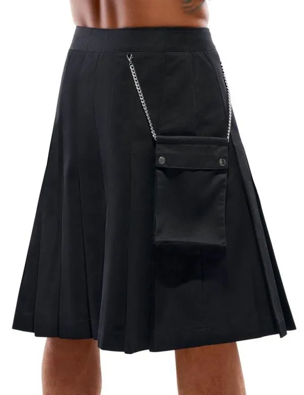 Svenjoyment Herren Kilt-Rock, inkl. Tasche | Schwarz, knielang | Bewegungsfreiheit schwarz Größe 2XL Svenjoyment Herren Kilt-Rock, inkl. Tasche | Schwarz, knielang | Bewegungsfreiheit schwarz Größe 2XL