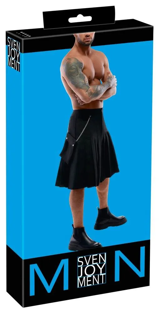 21402411701_verp Svenjoyment Herren Kilt-Rock, inkl. Tasche | Schwarz, knielang | Bewegungsfreiheit schwarz Größe 2XL