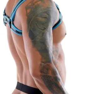 Svenjoyment Bondage Jockset Schwarz/Blau, Neopren-Optik, inkl. Handfesseln Schwarz/Blau Größe S Svenjoyment Bondage Jockset Schwarz/Blau, Neopren-Optik, inkl. Handfesseln Schwarz/Blau Größe S – Bild 4