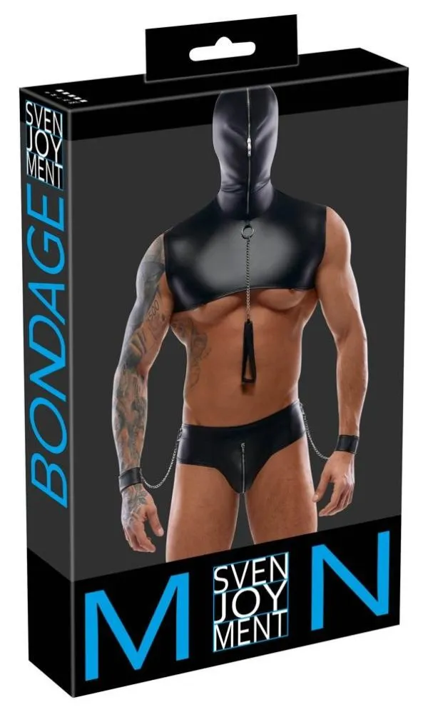 21804721701_verp Svenjoyment Bondage Kurzes Kapuzen-Top und Riostring schwarz Größe XL