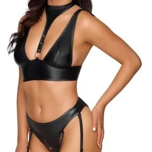 Cottelli BONDAGE BH Set, Mattlook, mit Halsband & Straps-Slip schwarz Größe S Cottelli BONDAGE BH Set, Mattlook, mit Halsband & Straps-Slip schwarz Größe S – Bild 4
