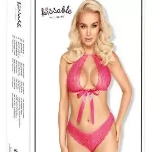 Kissable BH-Set, pink, Spitze, Satin-Bindeschleifen pink Größe S/M
