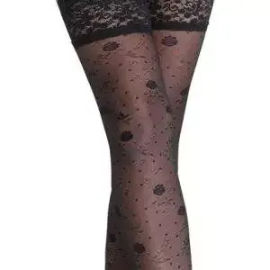 Cottelli LEGWEAR - Rosenmuster Halterlose Strümpfe schwarz Größe 1 Cottelli LEGWEAR - Rosenmuster Halterlose Strümpfe schwarz Größe 1 – Bild 4