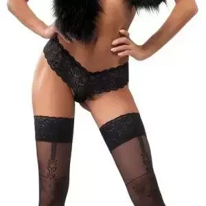 Cottelli LEGWEAR - Halterlose Strümpfe mit Pünktchen und Strapsen schwarz Größe 3 Cottelli LEGWEAR - Halterlose Strümpfe mit Pünktchen und Strapsen schwarz Größe 3 – Bild 4