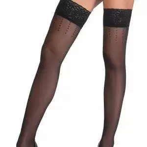 Cottelli LEGWEAR - Halterlose Strümpfe mit Pünktchen & Spitzenabschluss schwarz Größe 4 Cottelli LEGWEAR - Halterlose Strümpfe mit Pünktchen & Spitzenabschluss schwarz Größe 4 – Bild 5