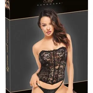 Noir Spitzen-Corsage in exklusivem Design schwarz Größe XL