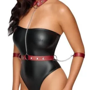 Cottelli BONDAGE Tubebody Bondage - Schulterfreier Stringbody ouvert Schwarz/Rot Größe S Cottelli BONDAGE Tubebody Bondage - Schulterfreier Stringbody ouvert Schwarz/Rot Größe S – Bild 4