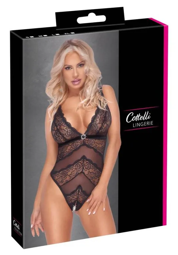 26435291021_verp Cottelli LINGERIE - Sinnlicher Riobody ouvert mit Spitze schwarz Größe S