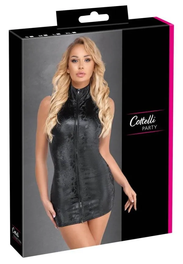 27185371021_verp Cottelli PARTY Snake Zip - Enges Kleid in Schlangenhaut-Optik schwarz Größe XL