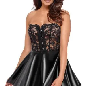 Noir Kurzes Corsagenkleid - Exklusiver Style, zarte Spitze, Powerwetlook schwarz Größe XL Noir Kurzes Corsagenkleid - Exklusiver Style, zarte Spitze, Powerwetlook schwarz Größe XL – Bild 3