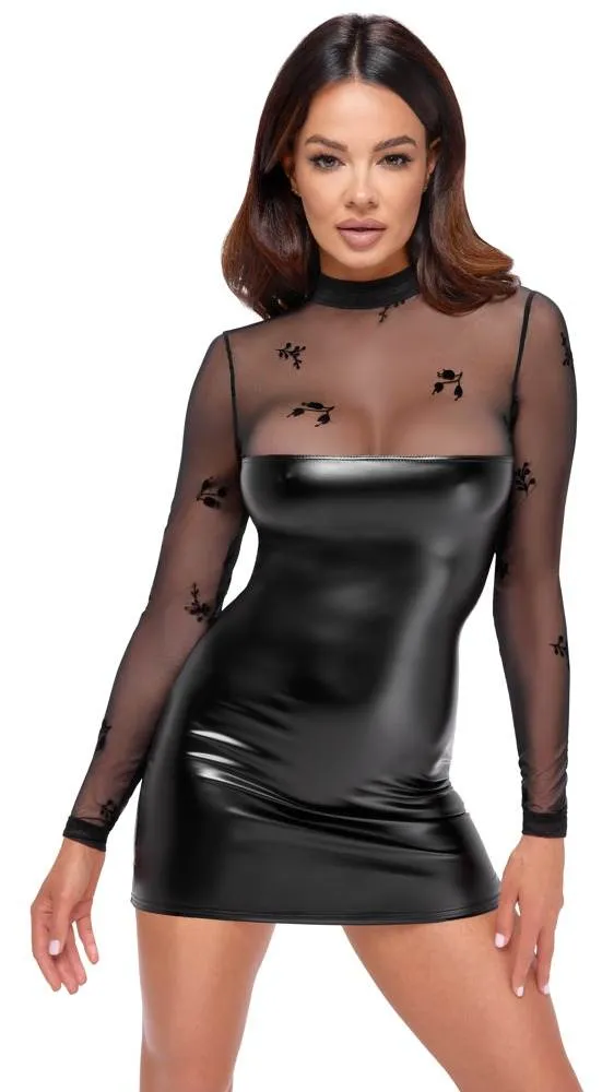 Noir Exklusives Flockprint Kleid schwarz Größe S Noir Exklusives Flockprint Kleid schwarz Größe S