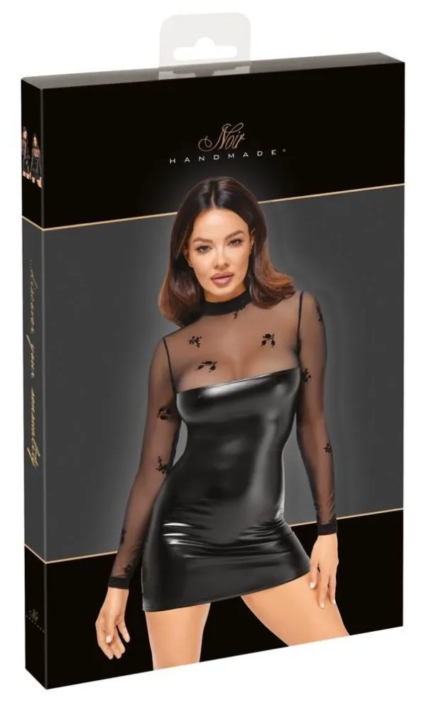 27185881021_verp Noir Exklusives Flockprint Kleid schwarz Größe S