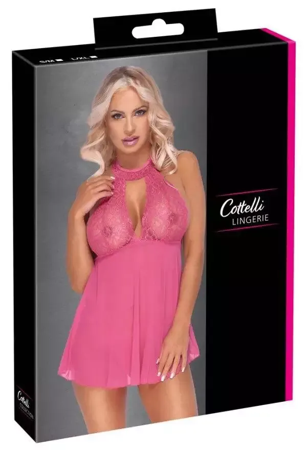 Cottelli LINGERIE - Sinnliches pinkfarbenes Babydoll pink Größe S/M