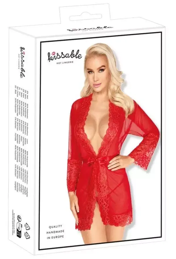 Kissable Kimono Red - Exklusiver Elegant-Style rot Größe L/XL