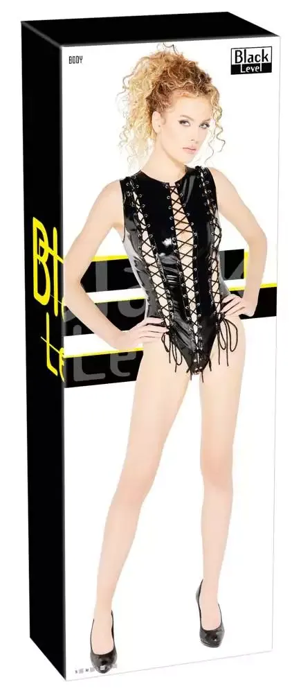 28407581021_verp Black Level Lack Body mit hohen Beinausschnitten und Schnürungen schwarz Größe S