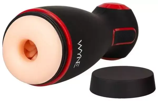 WYNE Masturbator 06 - Doppelmotoriger Vibrator mit Saug- und Druckfunktion Schwarz/Rot/Hautfarbe hell