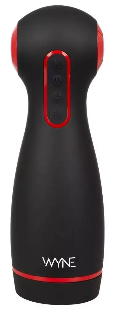 WYNE Masturbator 06 - Doppelmotoriger Vibrator mit Saug- und Druckfunktion Schwarz/Rot/Hautfarbe hell