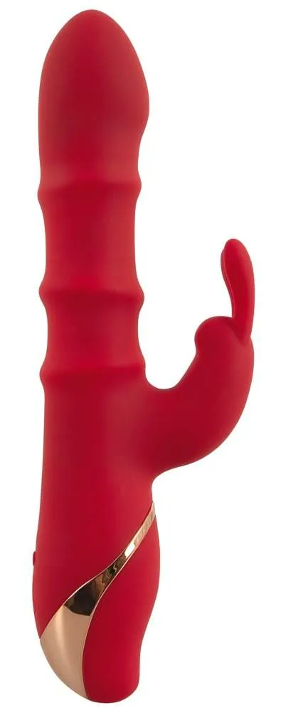 You2Toys Rabbit Vibrator mit 3 beweglichen Ringen Rot/Rosegold