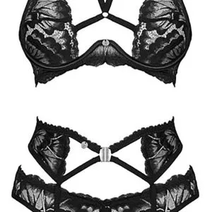 Obsessive Alessya Set - Bügel-BH, Strapsgurt und Slip aus Effektspitze schwarz XS/S Obsessive Alessya Set - Bügel-BH, Strapsgurt und Slip aus Effektspitze schwarz XS/S – Bild 4