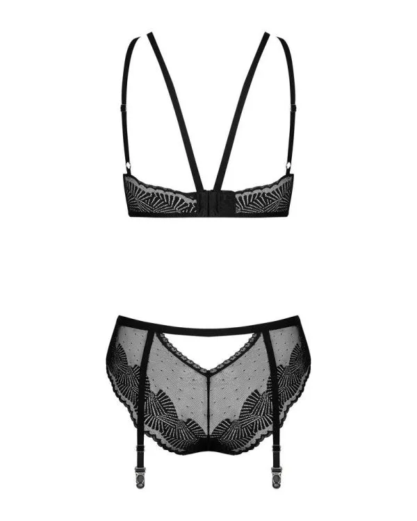 Obsessive Allastia Set - Stylischer BH & Straps-Slip schwarz L/XL Obsessive Allastia Set - Stylischer BH & Straps-Slip schwarz L/XL