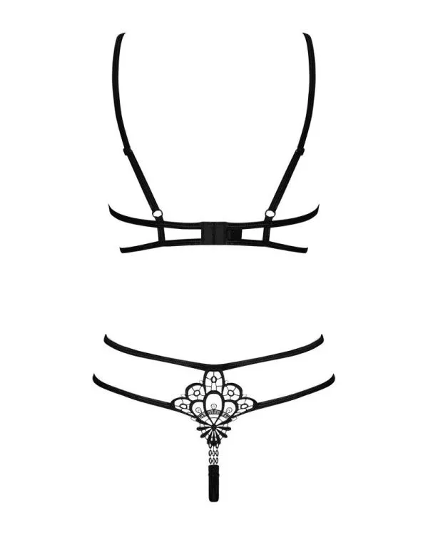 Obsessive Badossa - Ouvert-Set mit Bügel-BH und String schwarz L/XL Obsessive Badossa - Ouvert-Set mit Bügel-BH und String schwarz L/XL