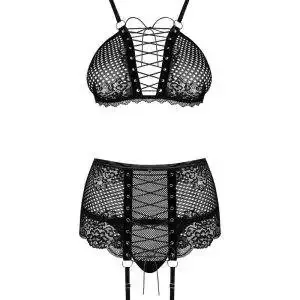 Obsessive Badossa - Ouvert-Set mit Bügel-BH und String schwarz S/M Obsessive Badossa - Ouvert-Set mit Bügel-BH und String schwarz S/M – Bild 3
