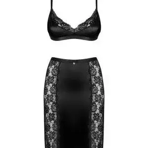 Obsessive Blanita Set - Soft-BH & Etuirock aus Stretch-Satin und Spitze schwarz L/XL Obsessive Blanita Set - Soft-BH & Etuirock aus Stretch-Satin und Spitze schwarz L/XL – Bild 3
