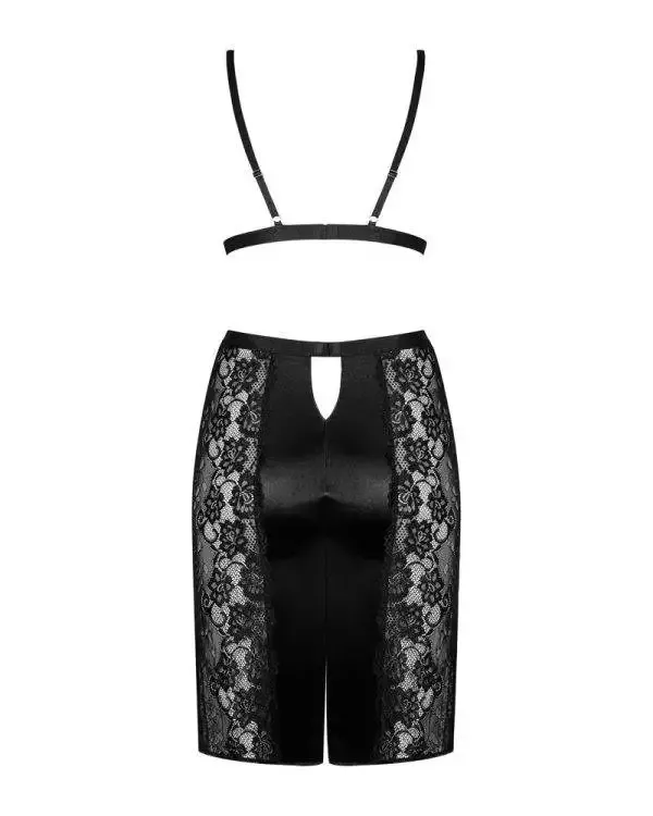 Obsessive Blanita Set - Soft-BH & Etuirock aus Stretch-Satin und Spitze schwarz L/XL Obsessive Blanita Set - Soft-BH & Etuirock aus Stretch-Satin und Spitze schwarz L/XL