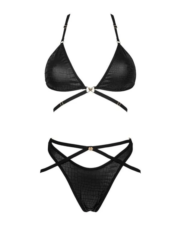 Obsessive Cobra Nive Set - Soft-BH & Slip in Schlangenhaut-Optik schwarz L/XL