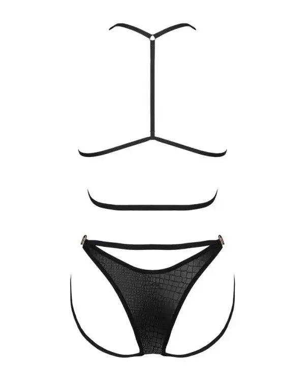 Obsessive Cobra Nive Set - Soft-BH & Slip in Schlangenhaut-Optik schwarz L/XL Obsessive Cobra Nive Set - Soft-BH & Slip in Schlangenhaut-Optik schwarz L/XL