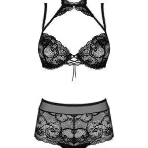 Obsessive Elizenes Set - Bügel-BH & High Waist Slip schwarz L/XL Obsessive Elizenes Set - Bügel-BH & High Waist Slip schwarz L/XL – Bild 3