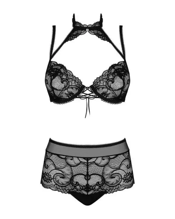 Obsessive Elizenes Set - Bügel-BH & High Waist Slip schwarz L/XL