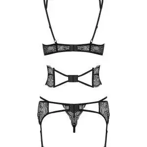 Obsessive Frivolla Set - 4-teiliges Set aus weicher Spitze mit Riemchen-Details schwarz L/XL Obsessive Frivolla Set - 4-teiliges Set aus weicher Spitze mit Riemchen-Details schwarz L/XL – Bild 4