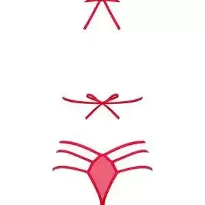 Obsessive Frivolla Set - 4-teiliges Set aus weicher Spitze mit Riemchen-Details rot S/M Obsessive Frivolla Set - 4-teiliges Set aus weicher Spitze mit Riemchen-Details rot S/M – Bild 4