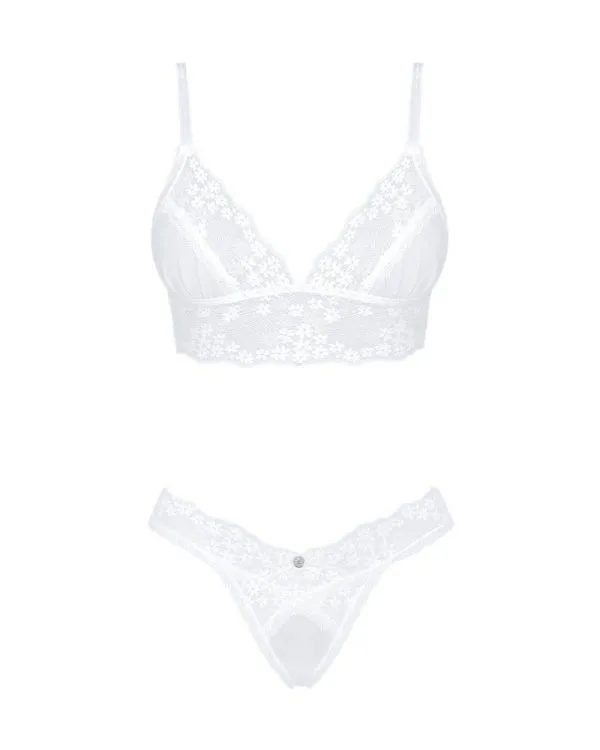 Obsessive Set Heavenlly - Romantischer Soft-BH & String weiß XL/2XL